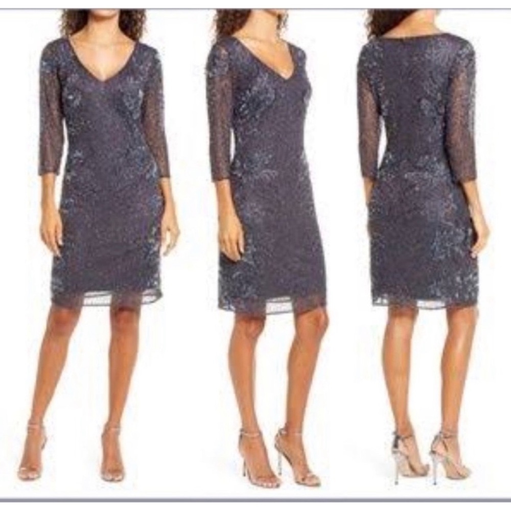 PIZARRO NIGHTS Beaded V-neck Cocktail Dress
Size 4 - Picture 1 of 9